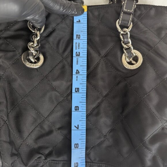 Authentic PRADA Tessuto Nylon Chain Medium Black Shoulder Bag Made in Italy - Picture 12 of 15